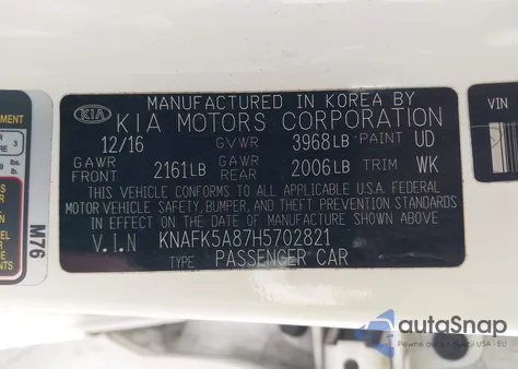 2017 Kia Forte Lx из США, поврежденный, VIN KNAFK5A87H5702821